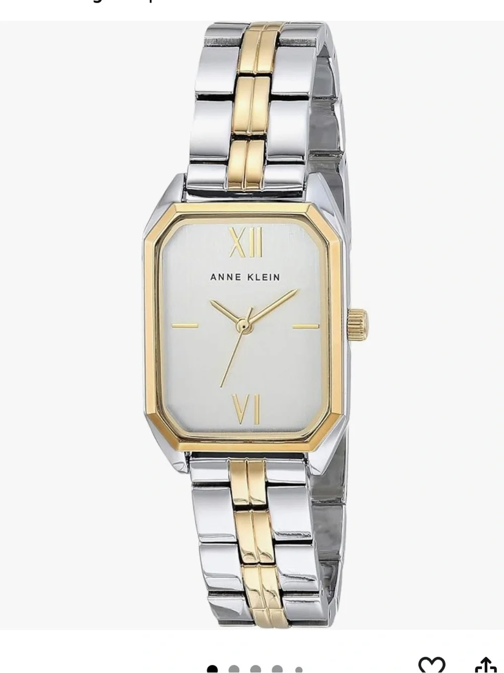 Anne Klein Watch Two-Tone Silver and Gold Rectangular Bracelet Watch
